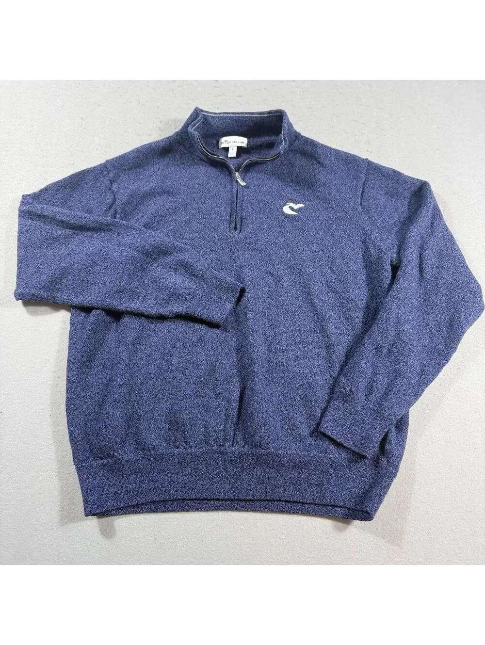 Peter Millar‎ Crown 1/4 Zip Merino Wool Sweater Blue Tagged L Small Fit
